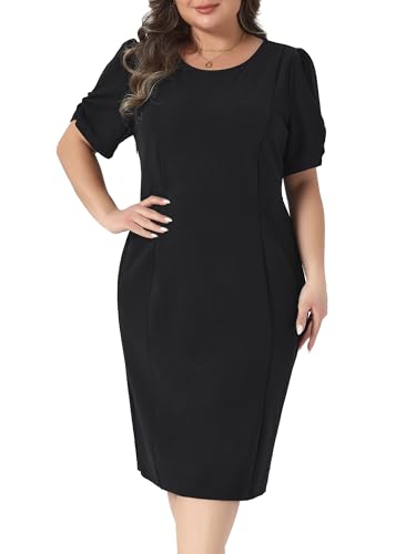 Agnes Orinda Plus Size Dress for Women Short Sleeve Above the Knee